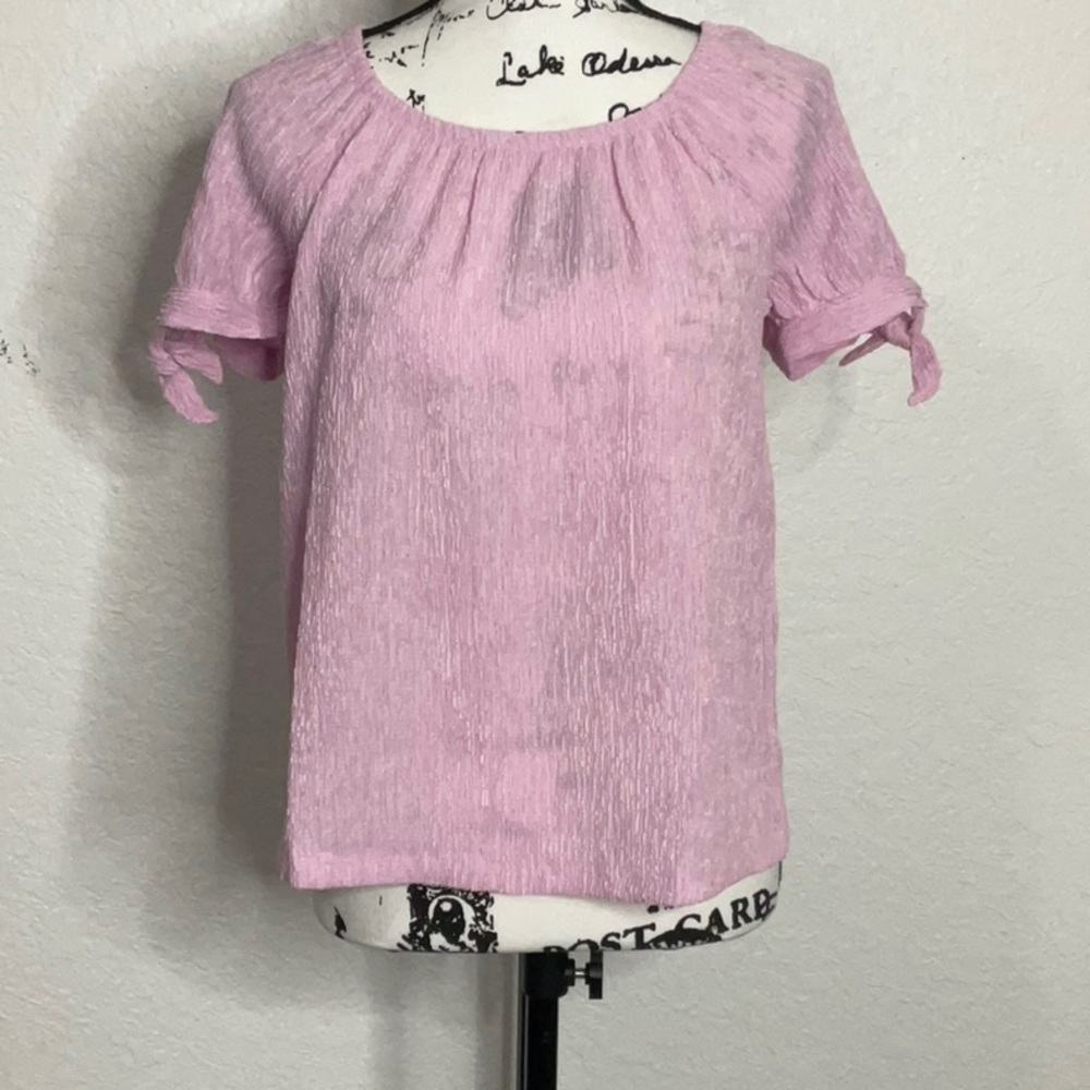 414- Style & Co NWT Pink Soft Crepe Short Sleeve Top, Size XS